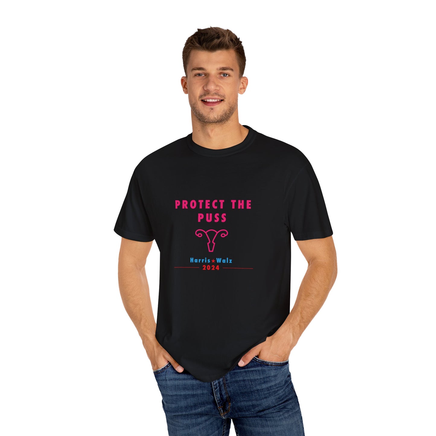 Unisex Tee Shirt - Harris / Walz 2024 -  Pink Text