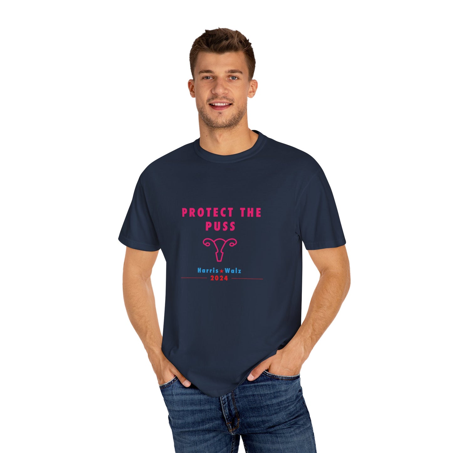 Unisex Tee Shirt - Harris / Walz 2024 -  Pink Text