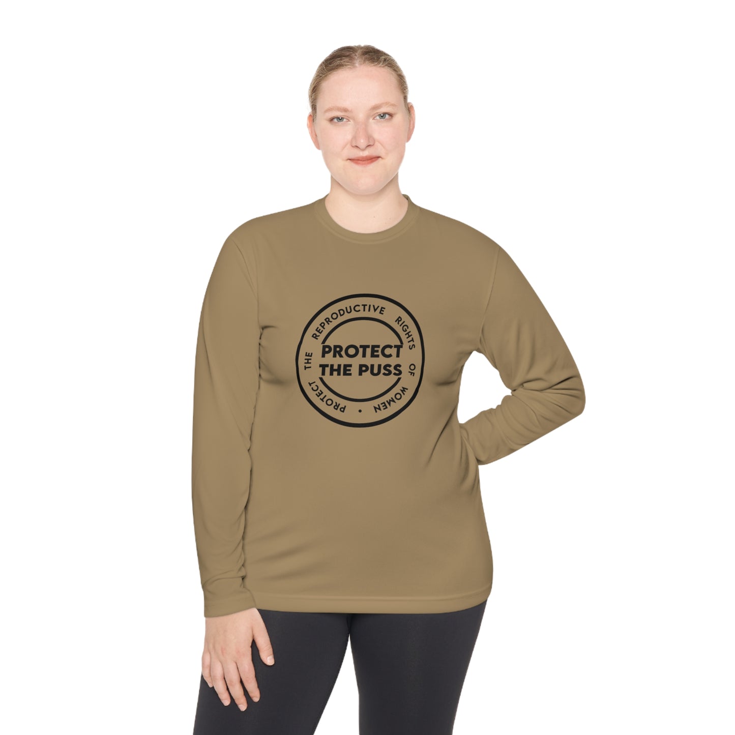 Unisex Lightweight Long Sleeve Shirt - Protect The Puss Original - Black Text