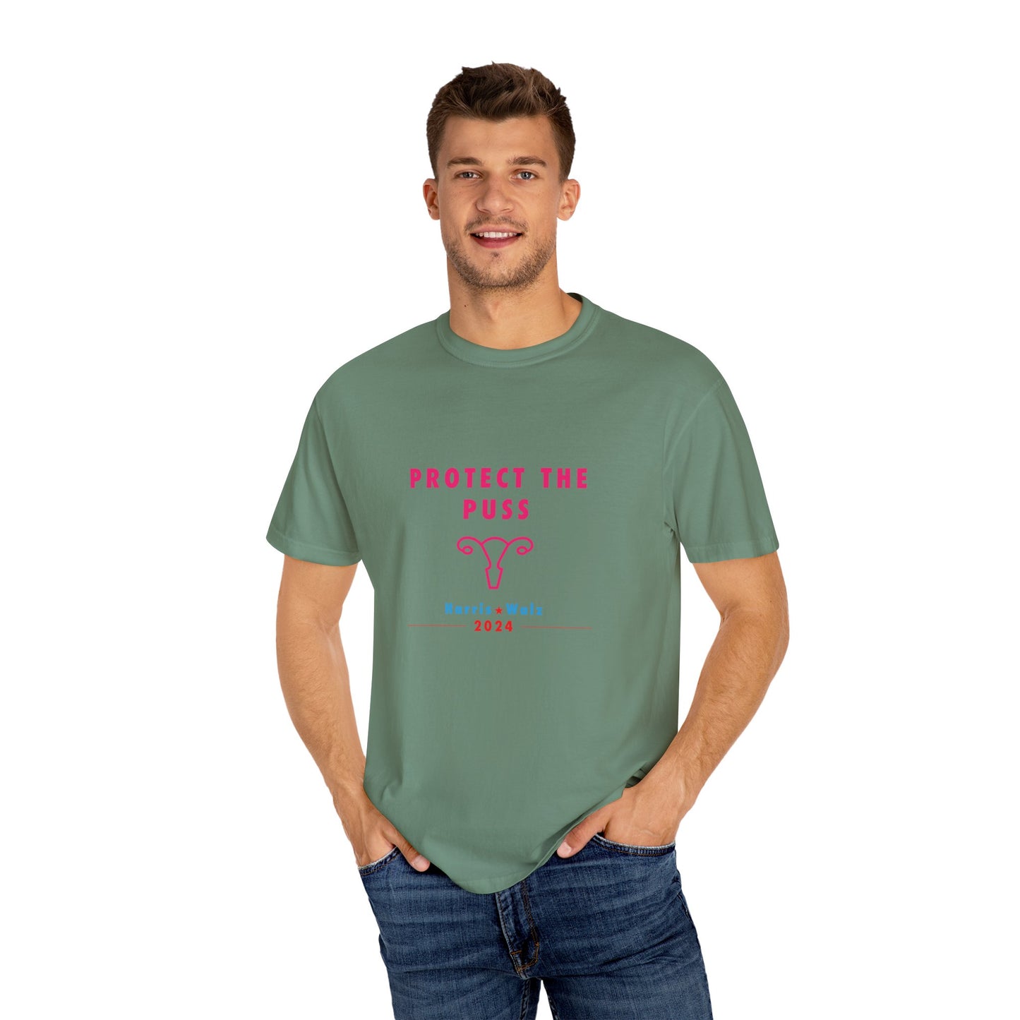 Unisex Tee Shirt - Harris / Walz 2024 -  Pink Text