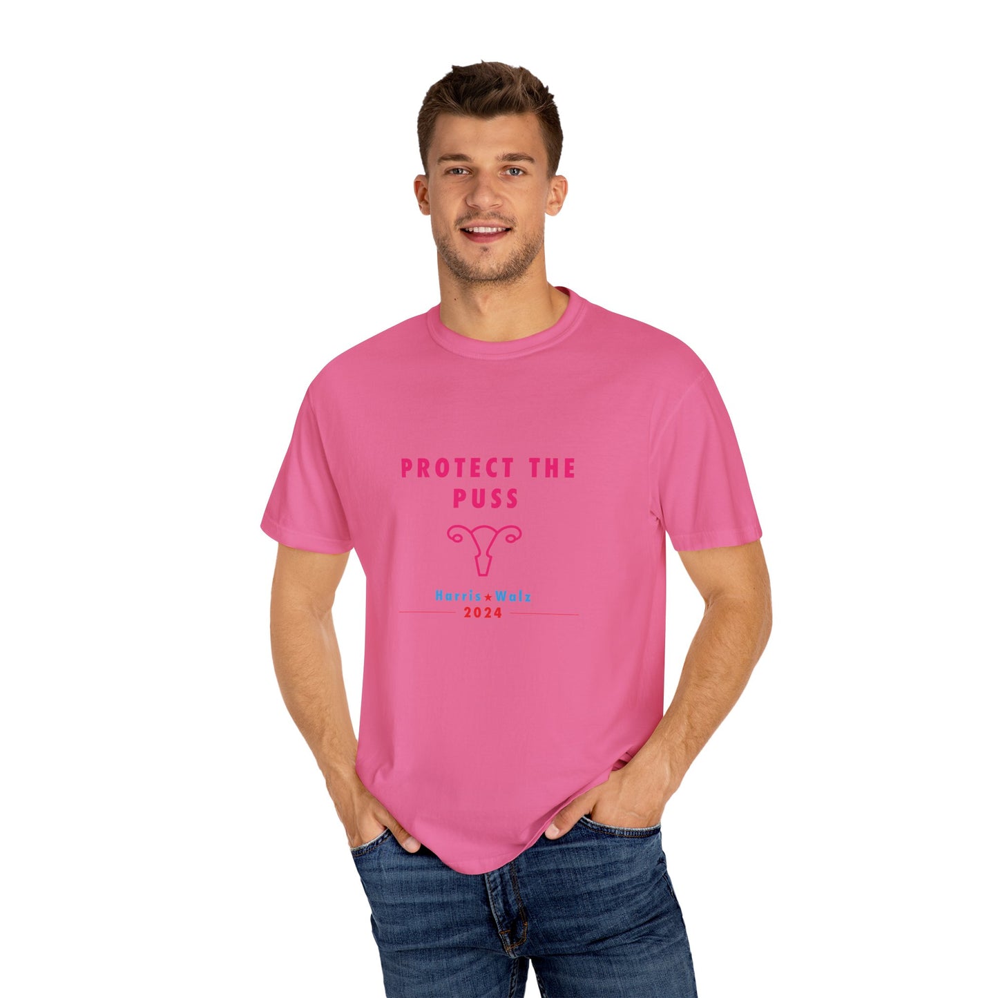 Unisex Tee Shirt - Harris / Walz 2024 -  Pink Text