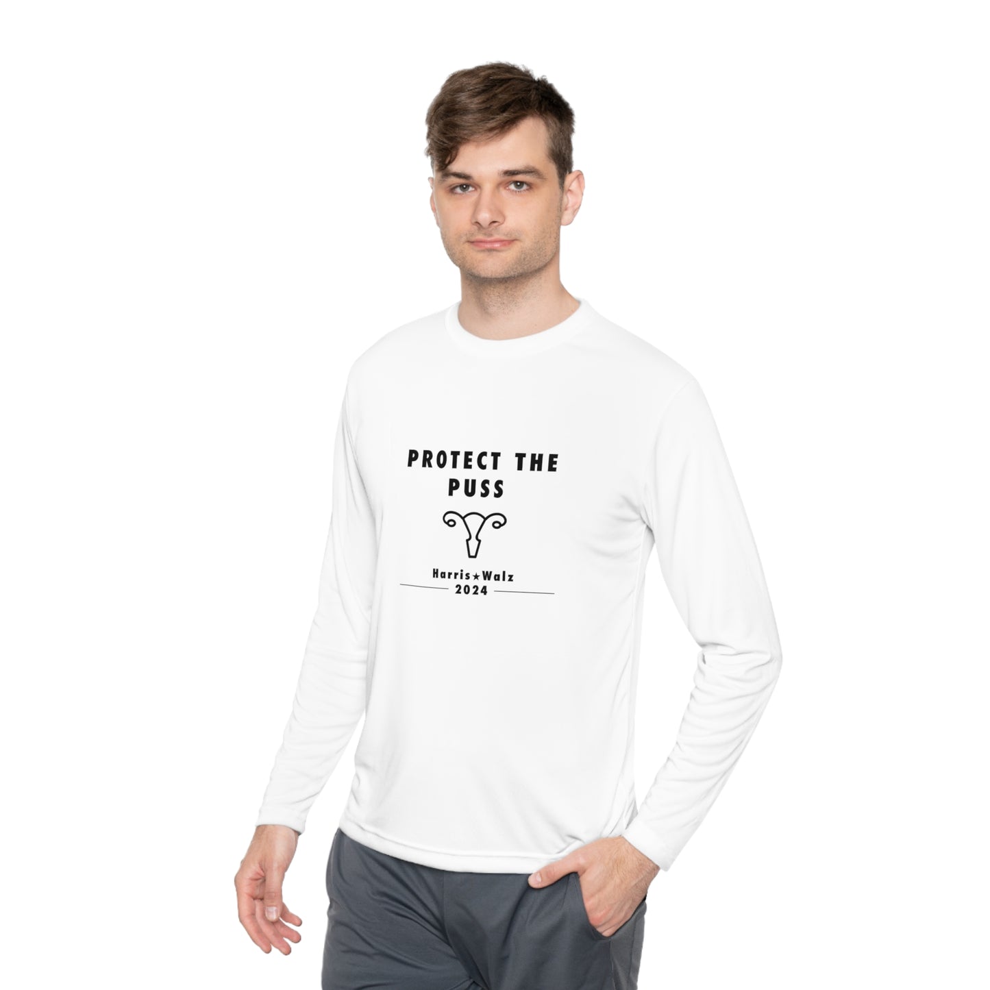 Unisex Long Sleeve Shirt - Harris / Walz 2024 - Black Text