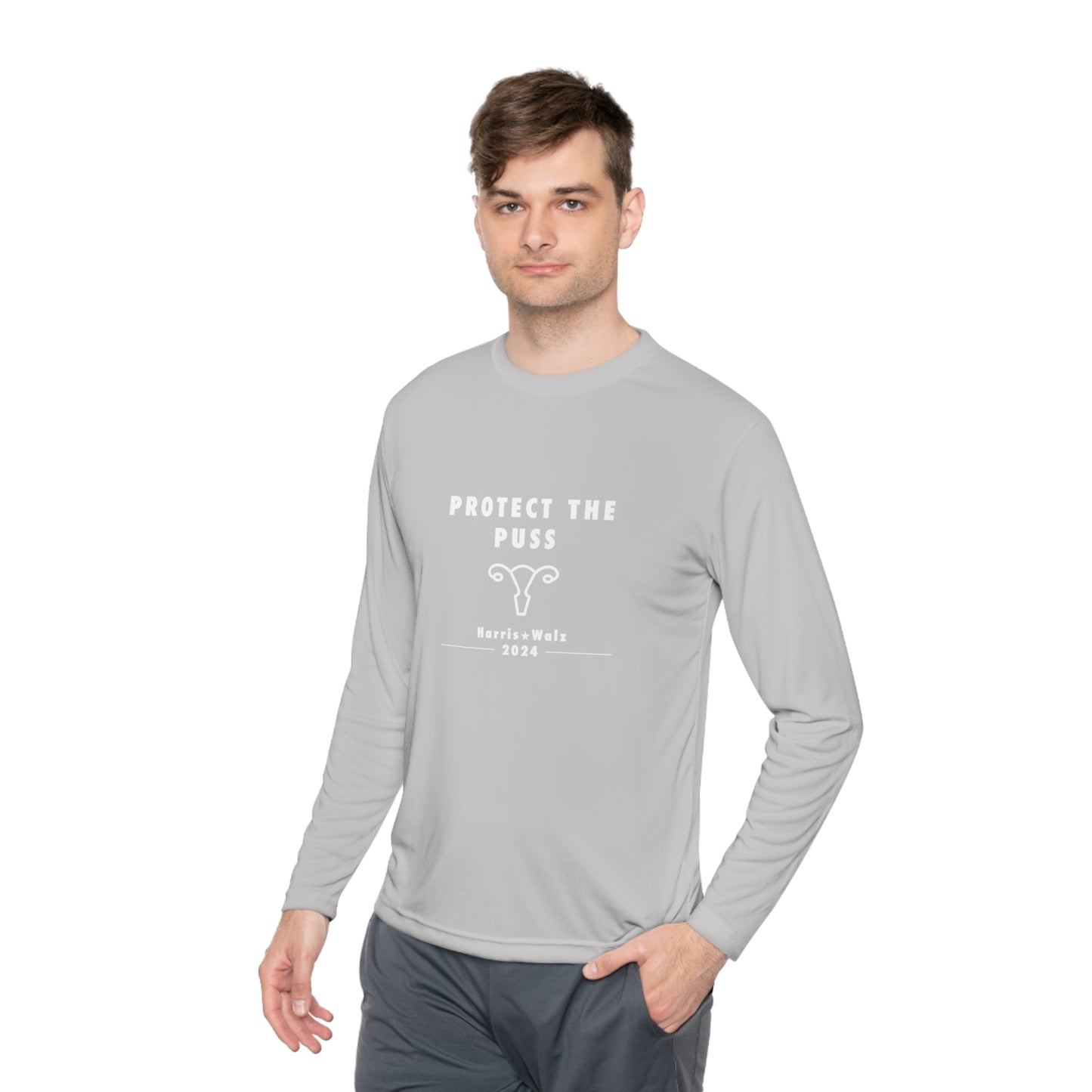 Unisex Lightweight Long Sleeve Shirt - Harris / Walz 2024 - White Text