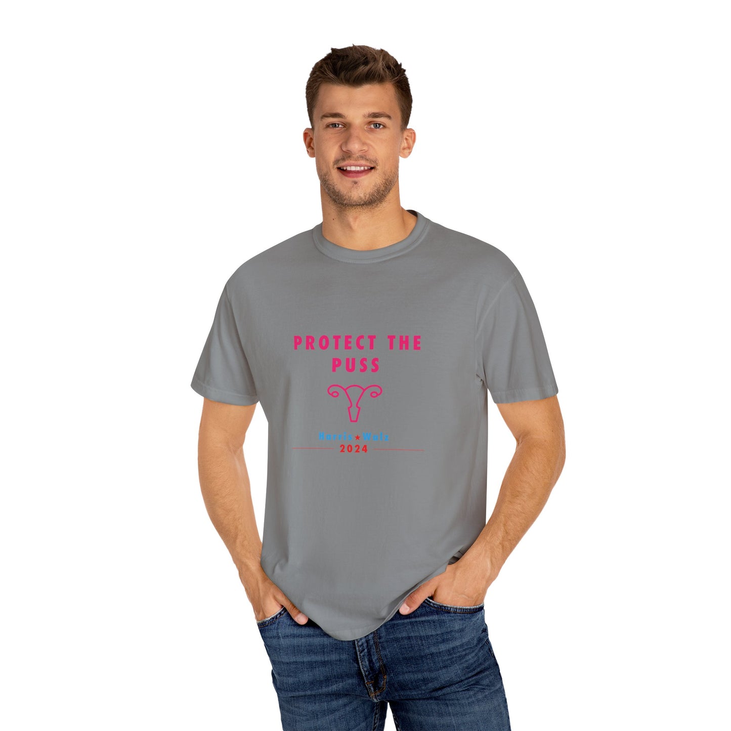 Unisex Tee Shirt - Harris / Walz 2024 -  Pink Text