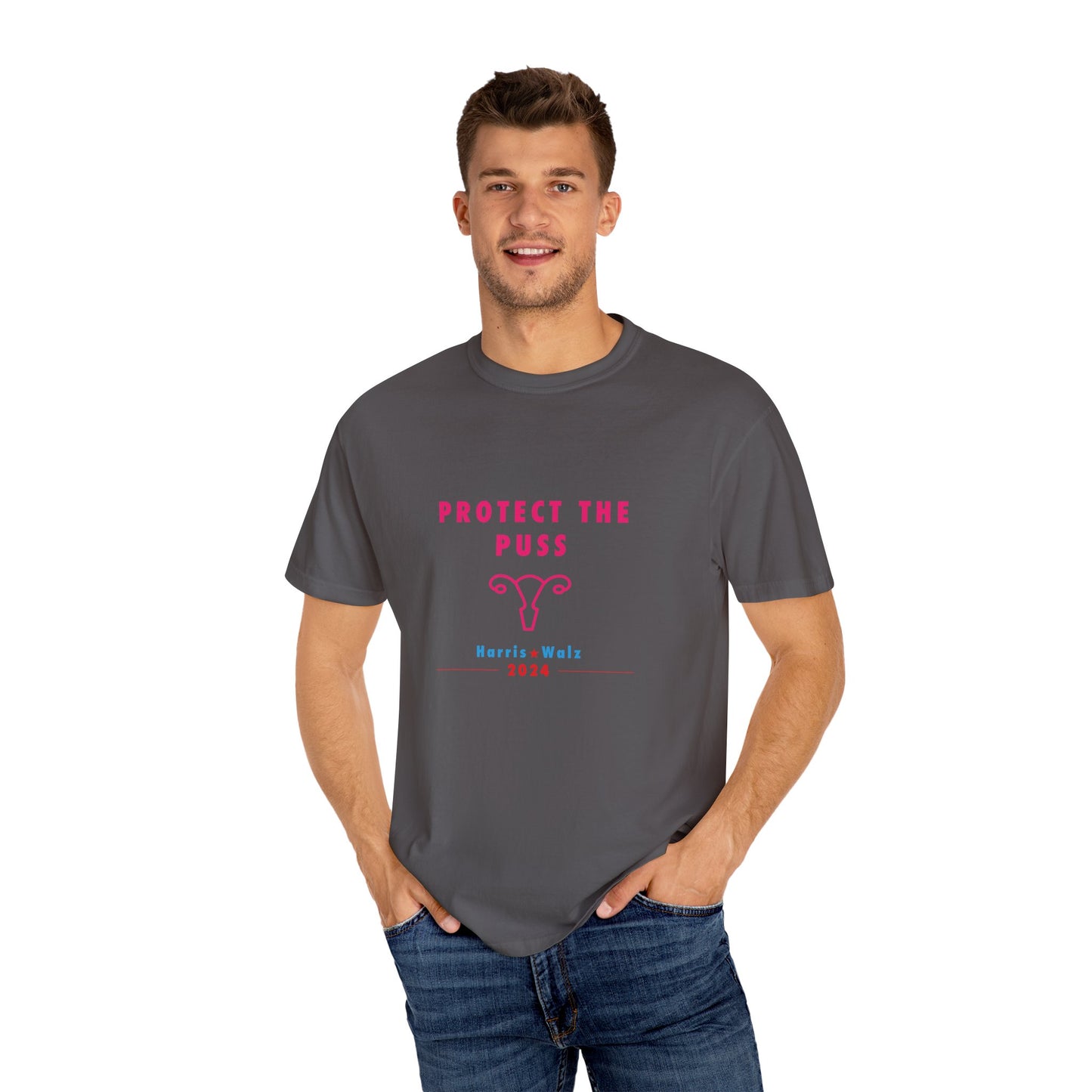 Unisex Tee Shirt - Harris / Walz 2024 -  Pink Text