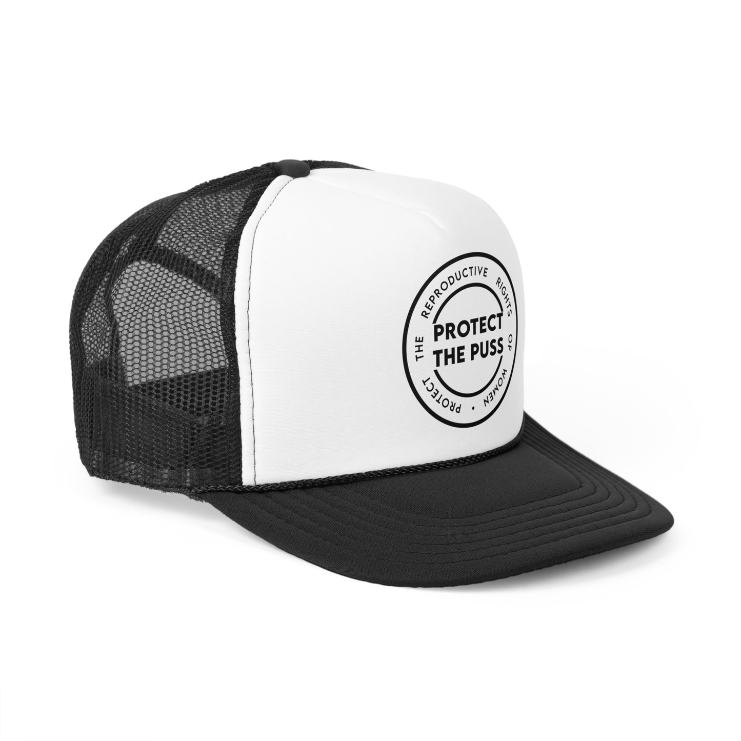 Unisex Trucker Hat - Protect The Puss Original - Black Text