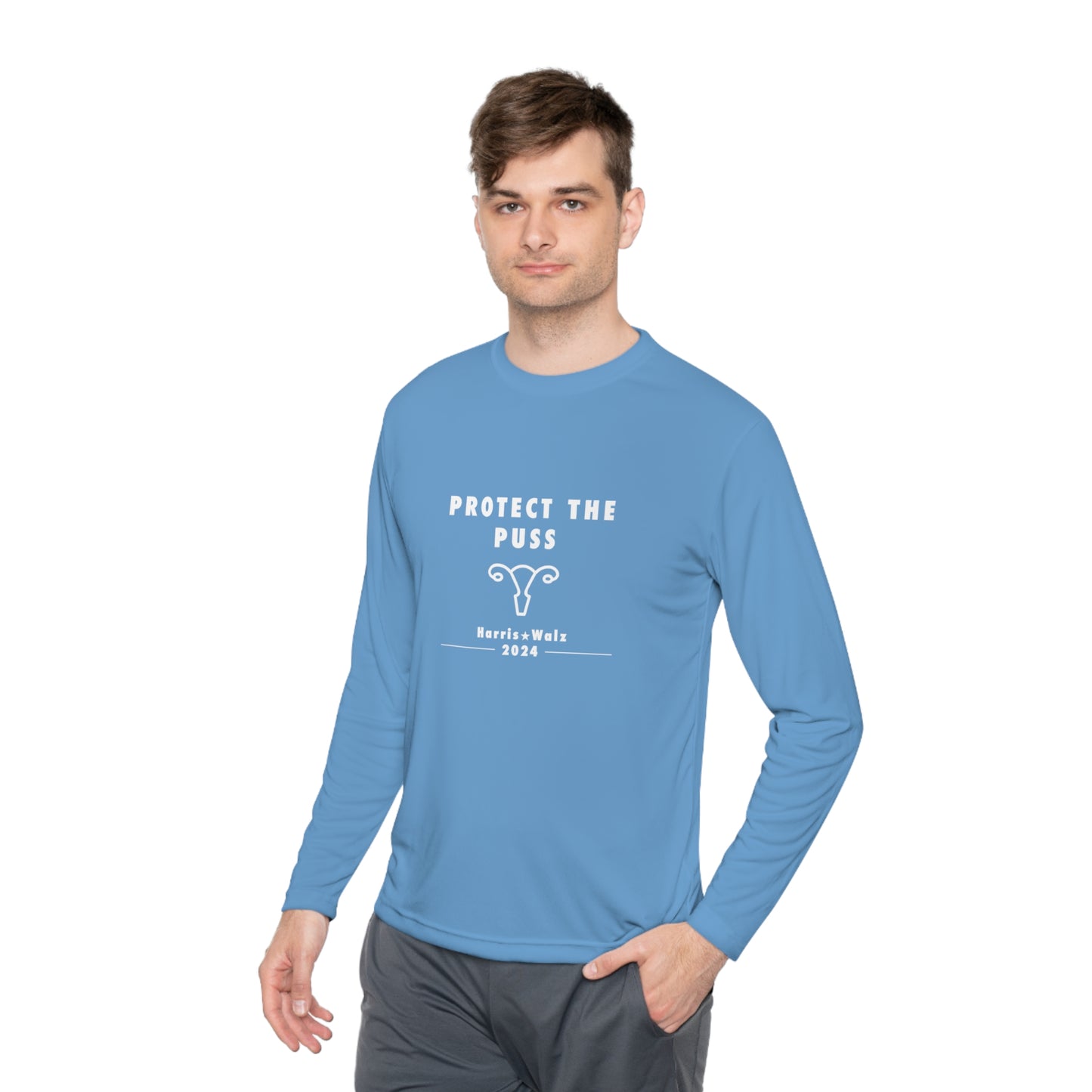 Unisex Lightweight Long Sleeve Shirt - Harris / Walz 2024 - White Text