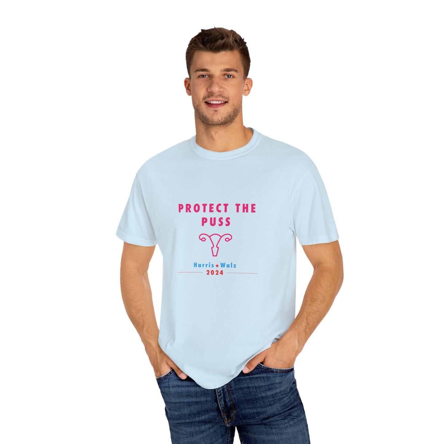 Unisex Tee Shirt - Harris / Walz 2024 -  Pink Text