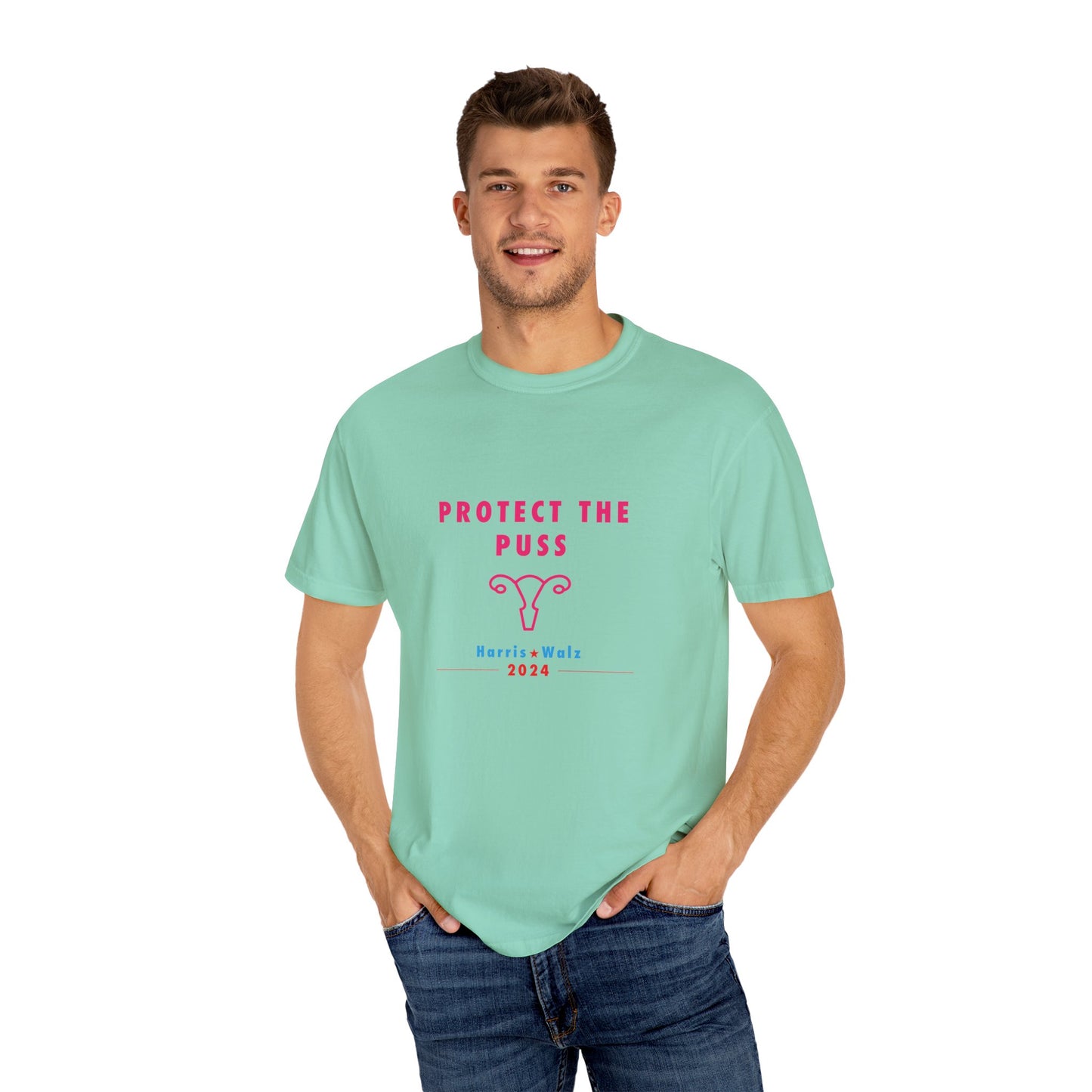 Unisex Tee Shirt - Harris / Walz 2024 -  Pink Text