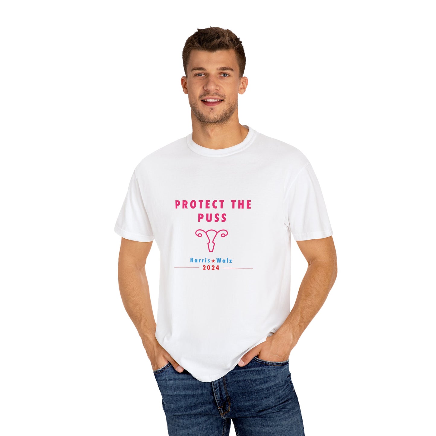 Unisex Tee Shirt - Harris / Walz 2024 -  Pink Text