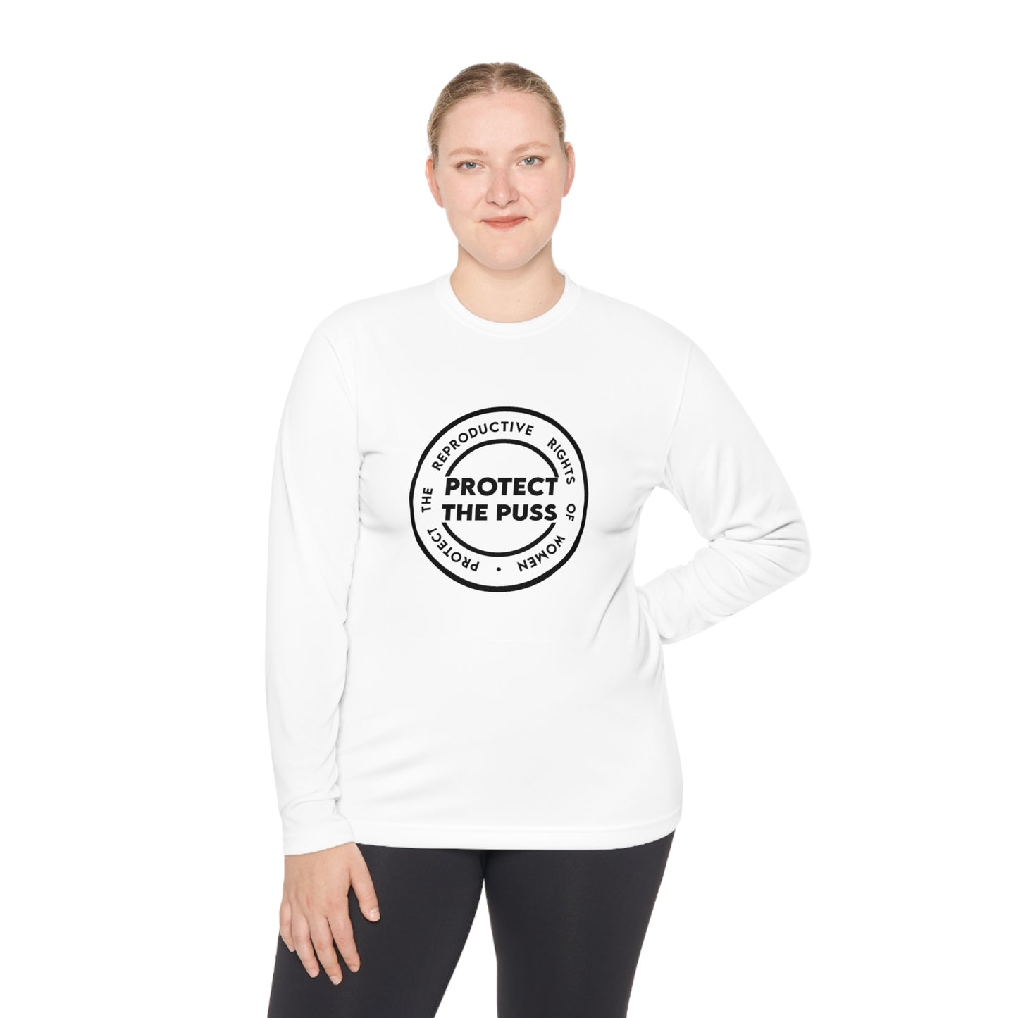 Unisex Lightweight Long Sleeve Shirt - Protect The Puss Original - Black Text