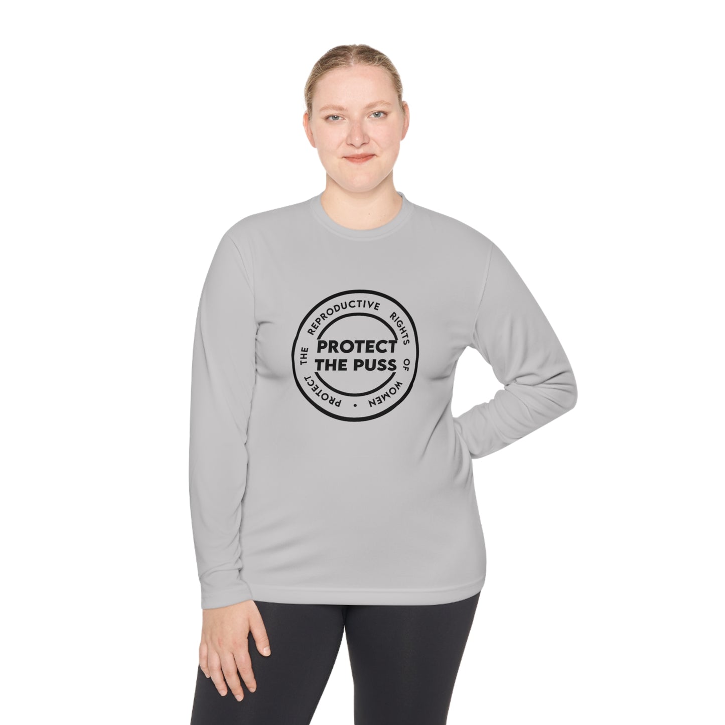 Unisex Lightweight Long Sleeve Shirt - Protect The Puss Original - Black Text